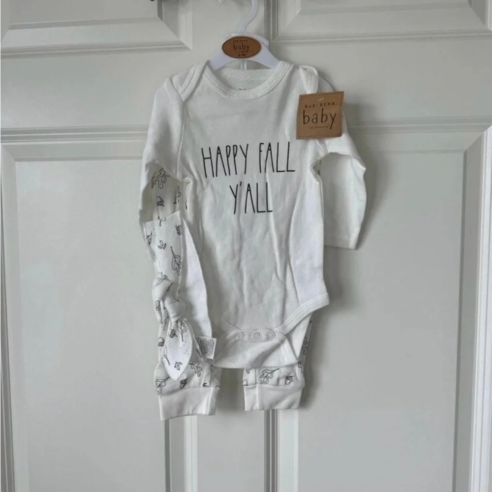 Rae Dunn Fall Themed Baby Outfit Size 6-9m